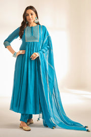 Ocean Blue Designer Kameez Set