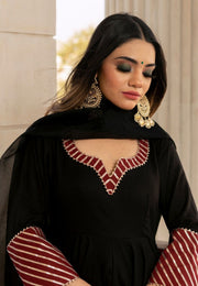 Blak And Marron Gotapatti Work Anarkali Set