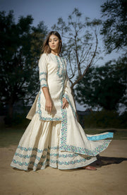 Turquoise Cotton  Sharara Suit