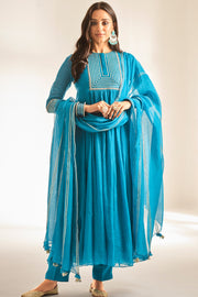 Ocean Blue Designer Kameez Set