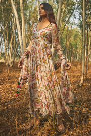 Mirroring Moments: Rituraj Chiffon Anarkali Suit Combo