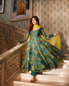 Bottle Green Floral Georgette Anarkali Suit
