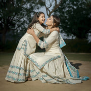 Turquoise Cotton Sharara Set (Mom & Mini Combo)