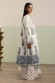 Zainab Ivory & Indigo Block Printed Cotton Salwar Kameez Set