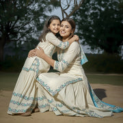 Turquoise Cotton Sharara Set (Mom & Mini Combo)