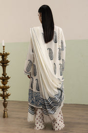 Zainab Ivory & Indigo Block Printed Cotton Salwar Kameez Set