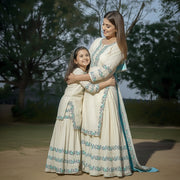 Turquoise Cotton Sharara Set (Mom & Mini Combo)