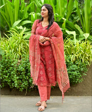 Eshal Coral Kota Cotton Old Money Salwar Kameez Suit