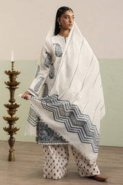Zainab Ivory & Indigo Block Printed Cotton Salwar Kameez Set