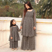 Black Chiffon Sharara Suit Set Combo: Timeless Elegance