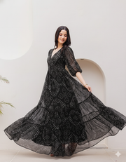 Midnight Mirage Chiffon Maxi Dress