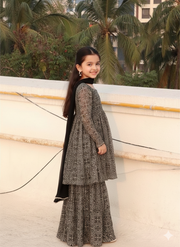 Black Chiffon Sharara Suit Set Combo: Timeless Elegance