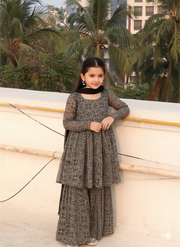 Black Chiffon Sharara Suit Set Combo: Timeless Elegance