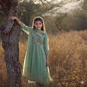 The Polka Dot Mint Green Kurta Set: Twin in Timeless Elegance