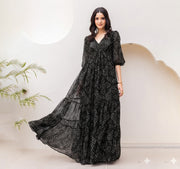 Midnight Mirage Chiffon Maxi Dress