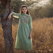 The Polka Dot Mint Green Kurta Set: Twin in Timeless Elegance