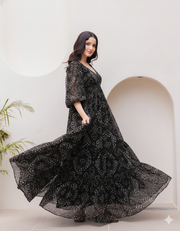Midnight Mirage Chiffon Maxi Dress
