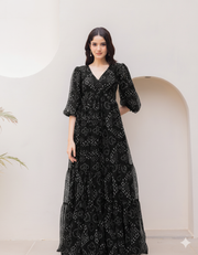 Midnight Mirage Chiffon Maxi Dress
