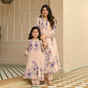 Like Mother, Like Daughter: Peach Chiffon Anarkali Combo