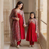 Red Floral Kalidar Suit (Mom & Mini Combo)