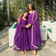 Royal Radiance: The Purple Chiffon Anarkali Combo