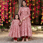 Mirroring Moments: The Flamingo Pink Chiffon Anarkali Suit Combo