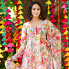 White Multicolor Floral Print Chiffon Anarkali Suit