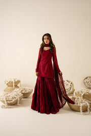 Meher – Red Georgette Gharara Suit