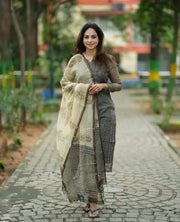 Amani Black & Ivory Kota Cotton Old Money Salwar Kameez Suit