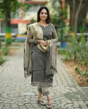 Amani Black & Ivory Kota Cotton Old Money Salwar Kameez Suit