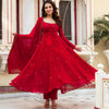 Iconica Luxe Crimson Velvet Anarkali Set