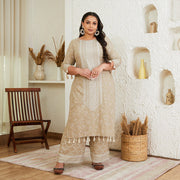 Beige Cotton Kurta And Pant