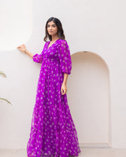 Royal Purple Chiffon Maxi Dress