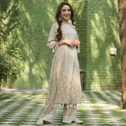 Beige Cotton Kurta And Pant