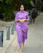 Mariam Lilac Kota Cotton Old Money Salwar Kameez Suit