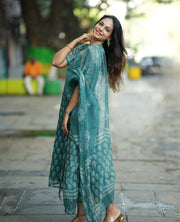Ayesha Teal Kota Cotton Old Money Salwar Kameez Suit
