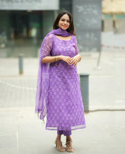 Mariam Lilac Kota Cotton Old Money Salwar Kameez Suit