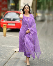 Mariam Lilac Kota Cotton Old Money Salwar Kameez Suit