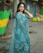 Ayesha Teal Kota Cotton Old Money Salwar Kameez Suit
