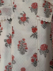 Floral block print fabric detail