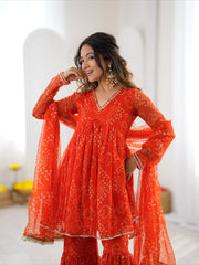 Ariba Boho Chiffon Sharara Set