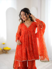 Ariba Boho Chiffon Sharara Set