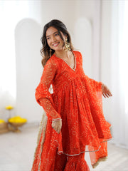 Ariba Boho Chiffon Sharara Set