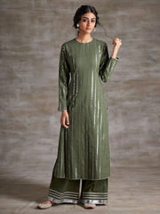 Olive Cotton Silver Glow  Three-Piece Set