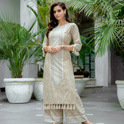 Beige Cotton Kurta And Pant